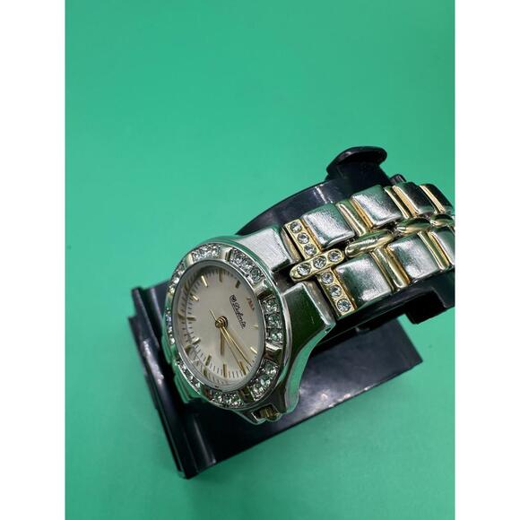 Vintage Dufonte Lucien Piccard Watch Women Gold/Silver Tone W/Rhinestone Bezel main image 11